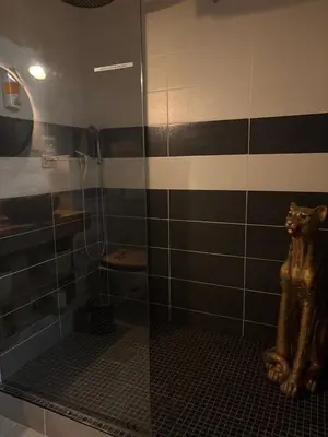 Salle de bains dans l'établissement Romantisme et glamour 2 avec spa , clim et jardin