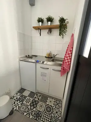 Cuisine ou kitchenette dans l'établissement Le Petit Dijonnais
