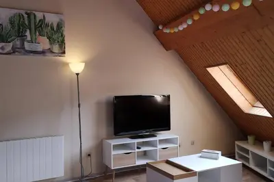 Télévision ou salle de divertissement dans l'établissement Duplex au centre ville, dans cour intérieure calme