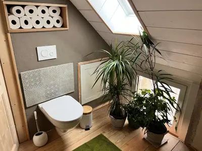 Salle de bains dans l'établissement Gites Graines du Jura
