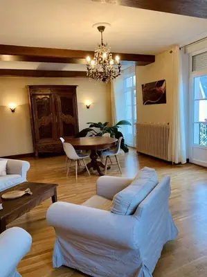 Coin salon dans l'établissement Maison entière aux portes du canal de Bourgogne