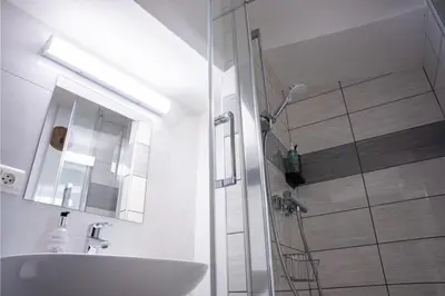 Salle de bains dans l'établissement Cosy Tournusien