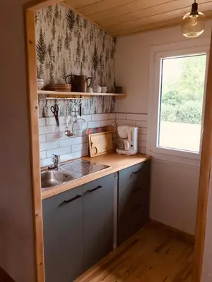 Cuisine ou kitchenette dans l'établissement Chalet de la Baume