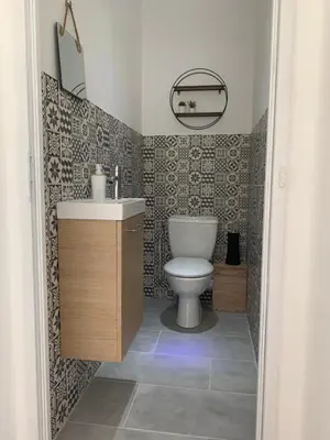 Salle de bains dans l'établissement Gite chez Carolanne et Julien