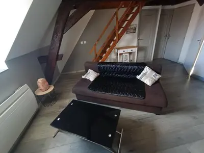 Coin salon dans l'établissement Grand Appartement chaleureux