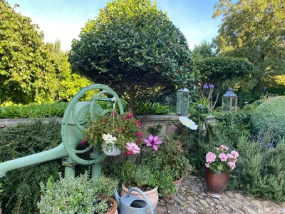 Jardin de l'établissement maison delalonde Autun centre charmant meublé 5 places