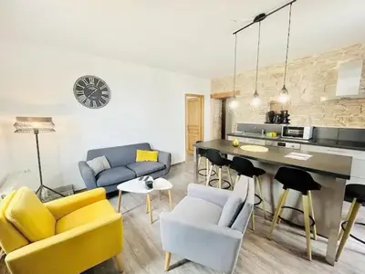 Cuisine ou kitchenette dans l'établissement La Gare: 50m2, 4 Prs, 2 Ch - Proximité cité gastro