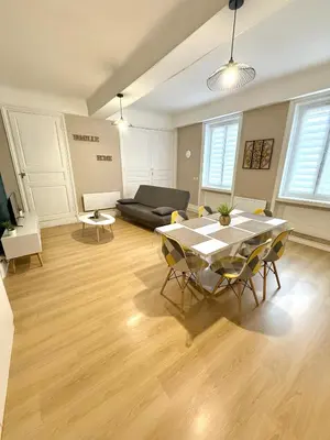 Coin salon dans l'établissement Le Rétro - Appartement 2 chambres confortable et calme - Proche du centre ville de Mâcon - Stationnement facile à proximité