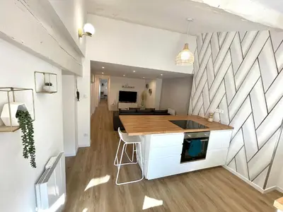 Cuisine ou kitchenette dans l'établissement Appartement 2 chambres en plein centre ville