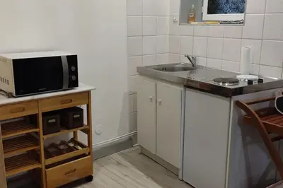 Cuisine ou kitchenette dans l'établissement Appartement cosy à 2 pas des rues piétonnes