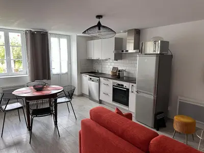 Cuisine ou kitchenette dans l'établissement Le Pâtis Karadok - le gîte à la ferme du Karadok'Inn