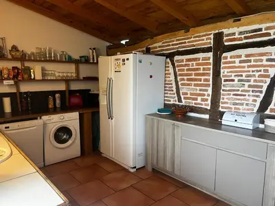 Cuisine ou kitchenette dans l'établissement La Ferme du Tilleul