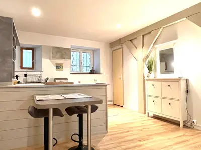 Cuisine ou kitchenette dans l'établissement Gîte de campagne Gaspard