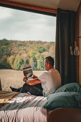 Un ou plusieurs lits dans un hébergement de l'établissement Tiny House Morvan Bourgogne nature - 2h de Paris