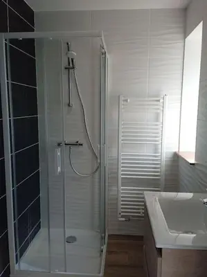Salle de bains dans l'établissement Gite A la bonne fermière