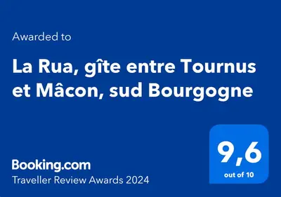 Certificat, récompense, panneau ou autre document affiché dans l'établissement Gîte La Rua, entre Tournus et Mâcon, sud Bourgogne